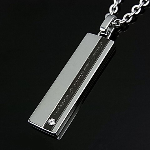 LION HEART/ステンレスアクセライオンハートメンズ プレートタグ ステンレスネックレス ブラック送料無料04N121SM(国内正規品)