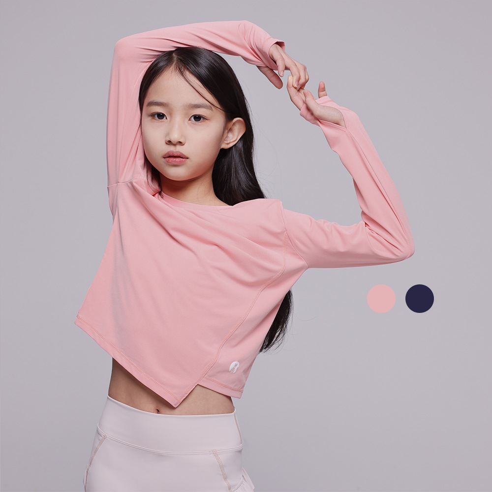 ヨガ トップス 韓国 子供服 スポーツ アンバランス 長袖 Tシャツ ジュニア ヨガウェア