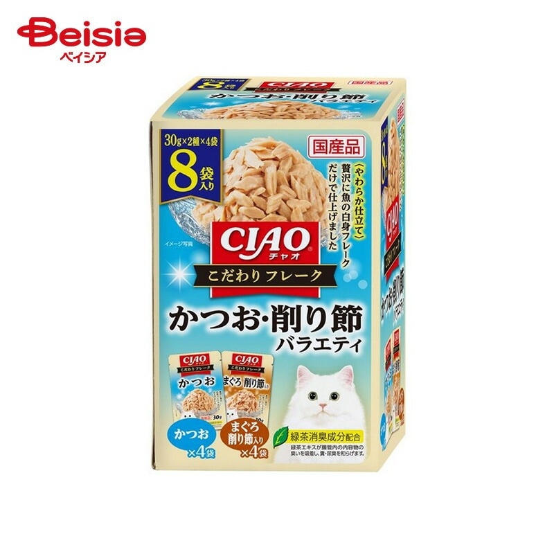 いなばペットフード CIAO こだわりフレーク かつお・削り節バラエティ (30g×8袋)×12個 ペット