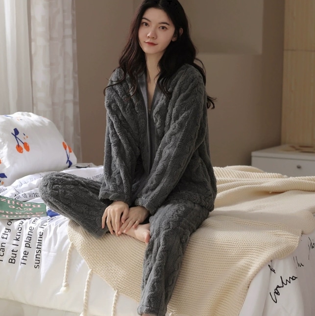 部屋着 着る毛布 寝巻き ボアジャケット 長袖 Vネック かわいい シンプル カジュアル 上品 こなれ感 ラフ ヴィンテージ ラブリー キュート プリンセス クラシカル 学生風 ベーシック 秋 冬 5,573円