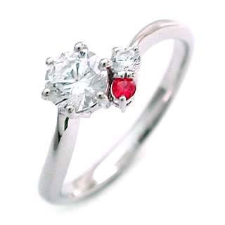 CanCam掲載( 7月誕生石 ) ルビー Pt ダイヤモンドリング（婚約指輪エンゲージリング）楽ギフ_包装02P26Mar16 110,000円
