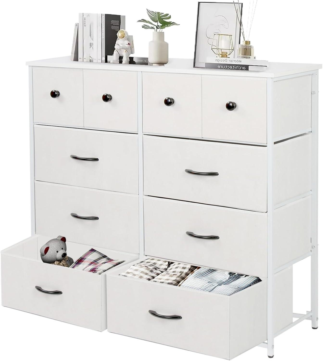 [ClutterFree] チェスト タンス 収納チェスト リビング 収納 洋服収納 大容量 4段10杯 100*30*98cm 箪笥 衣類収納 引き出し付き おしゃれ 収納ケース 木製天板 組立簡単