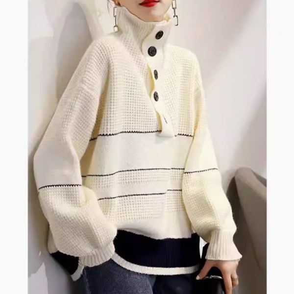 レディース トップス ニット セーター プルオーバー 長袖 タートルネック 襟付き ワイド 大人可愛い きれいめ シンプル カジュアル おしゃれ こなれ感 ラフ 個性的 クール 主役級 存在感 都会的