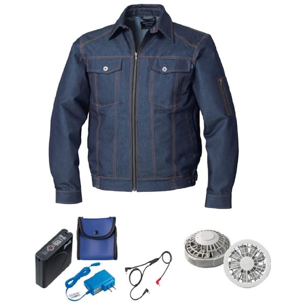 KU91960 空調服 綿/ポリ混紡 デニム調 FAN2200G/LISUPER1 ネイビー LL