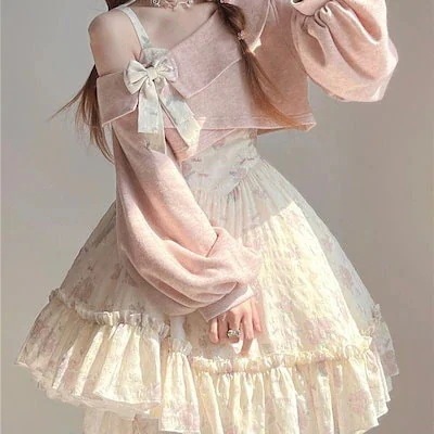 ロリータドレス 新しい 高級感 甘くてかわいい ツーピースウエスト 痩身 サスペンダードレス ロリータドレス 5,563円