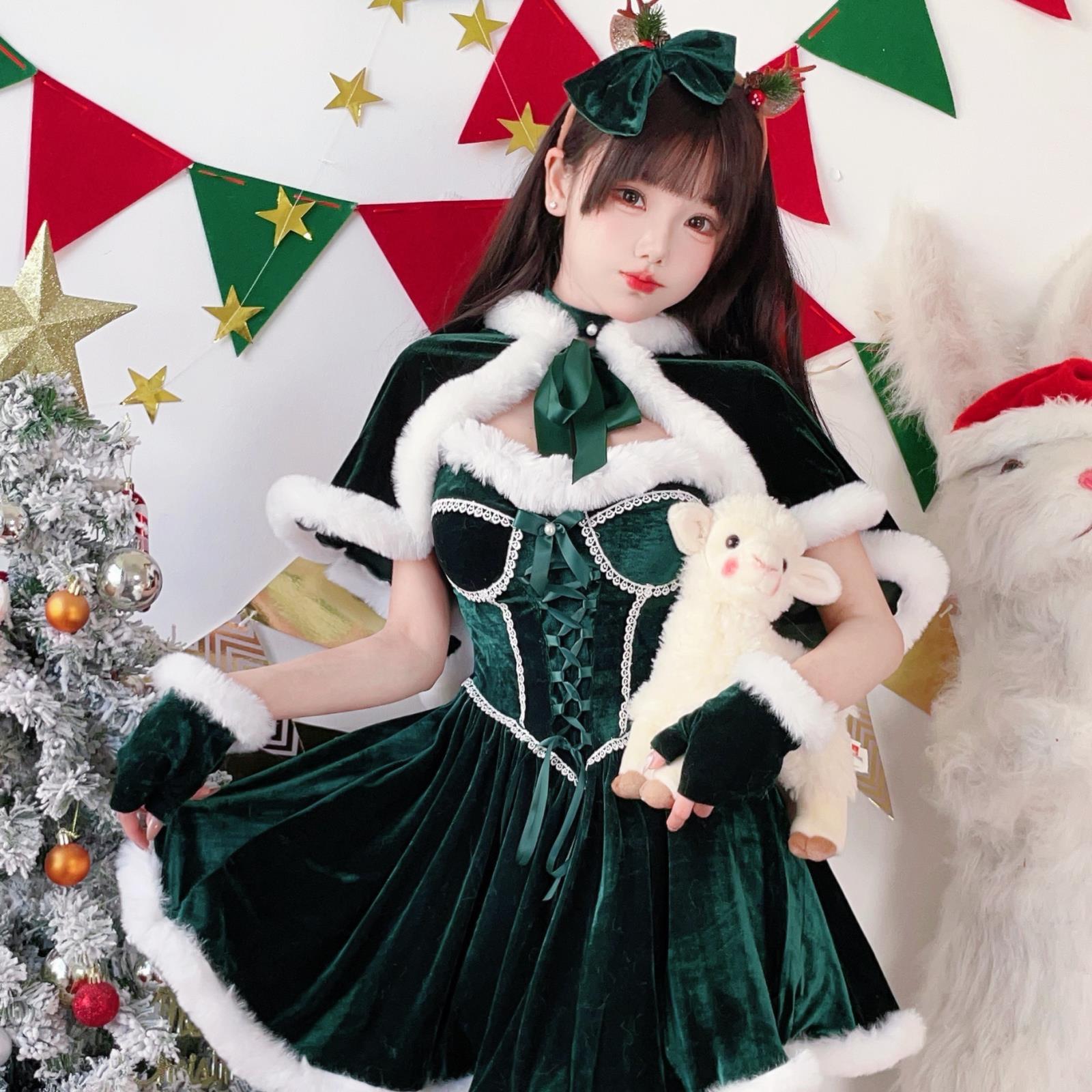 クリスマス 衣装 緑 ロリータ 日本 セクシー チューブトップ 新年 戦闘服 クリスマス 衣装 カーニバル ワンピース