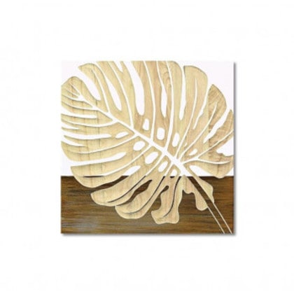 ウッド スカルプチャー アート「シングル モンステラ2」 WH+NP SA-08555