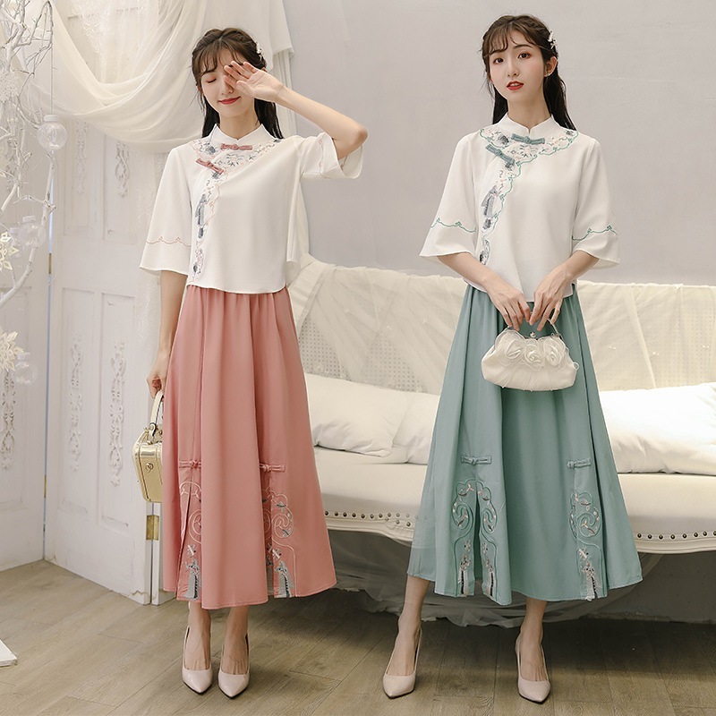 スタイルドレス改良版チャイナドレス漢服夏中華人民共和国スタイルレディースツーピースチャイナエ