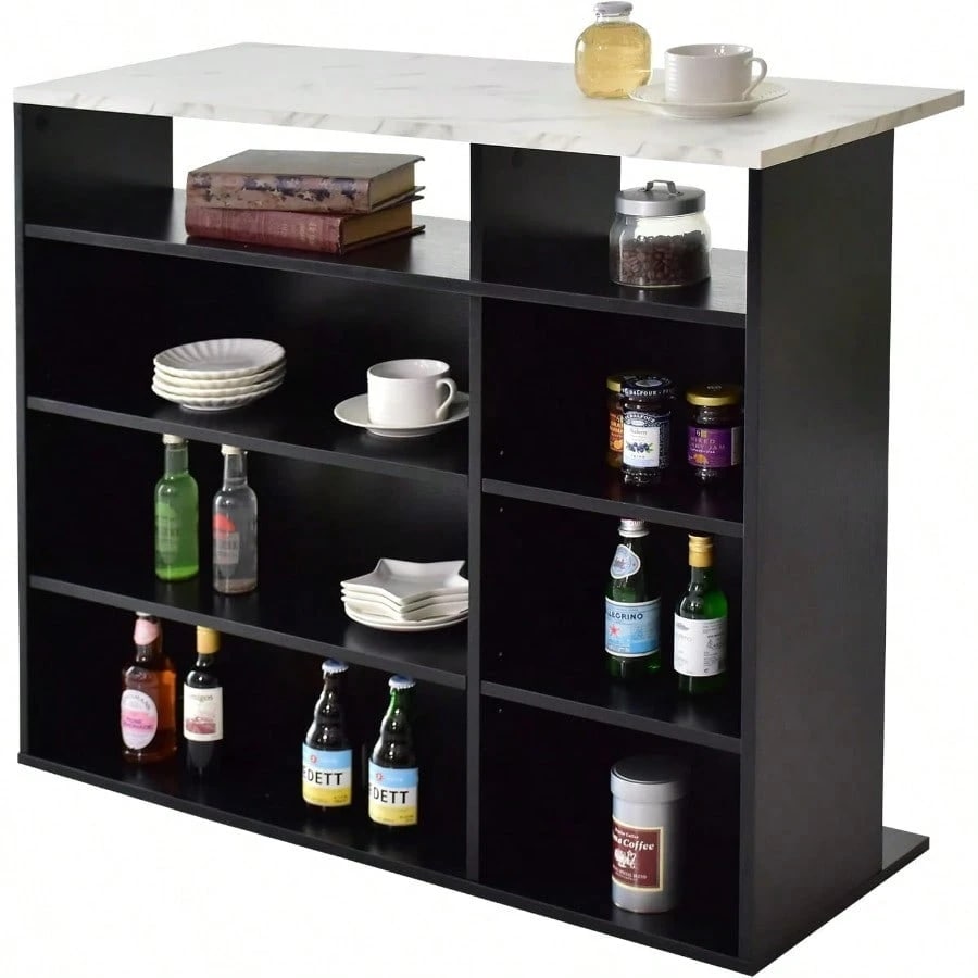 ドリス カウンターテーブル キッチンカウンター バーカウンター 幅100cm キッチン収納 収納ラック マーブル×ブラック バトリー100 16422