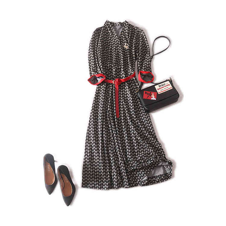 ワンピース ロング マキシ丈 セットアップ 大人 レディース 大きいサイズ 長袖 きれいめ ブラック ベージュ レッド 総柄 ミセス