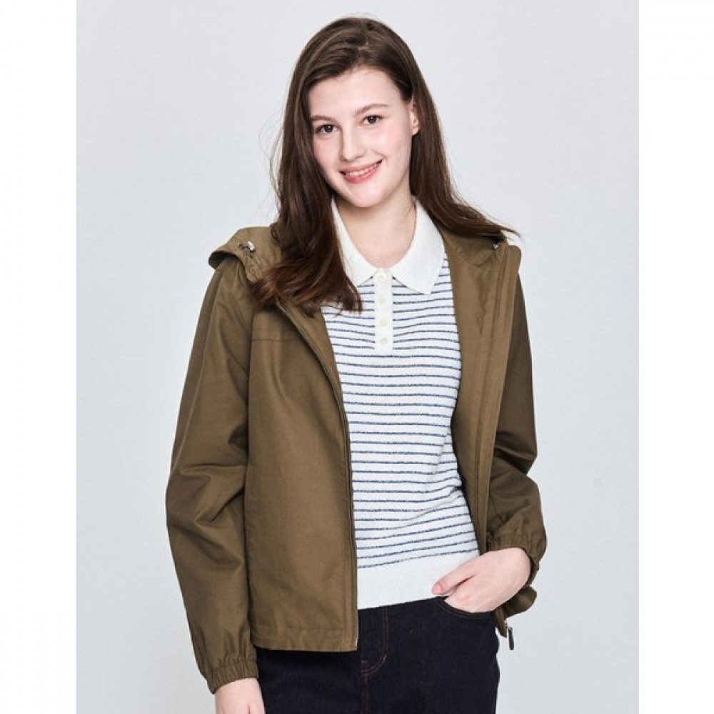 [25SS] コットンフード付きショートジャンパーカーキ HSJU5B201K2