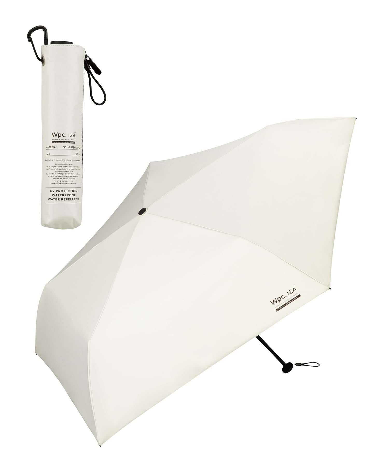 Wpc. IZA 男の晴雨兼用傘【軽量・スリム】LIGHT＆SLIM オフ [遮光率100%・UVカット率100%・UPF50＋・遮熱] 日傘 メンズ イーザ 男性 折りたたみ傘 190g 軽い おし