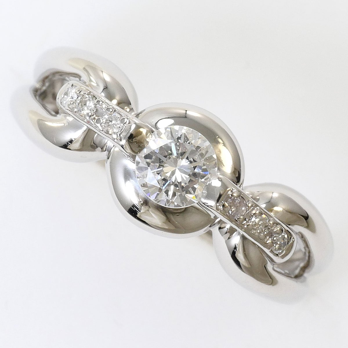 PT900 プラチナ リング・指輪 8.5号 ダイヤモンド（ct刻印なし） 0.2ct SI2 鑑定書 総重量約5.7g ジュエリー 中古