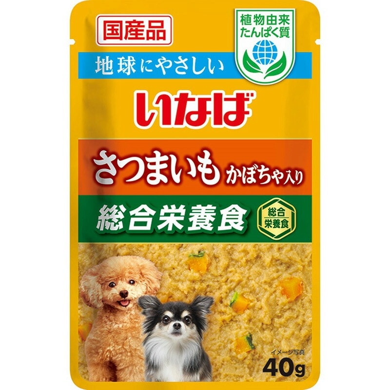 （まとめ買い）いなば 植物由来たんぱく質パウチ さつまいも かぼちゃ入り 40g 犬用フード [x48]