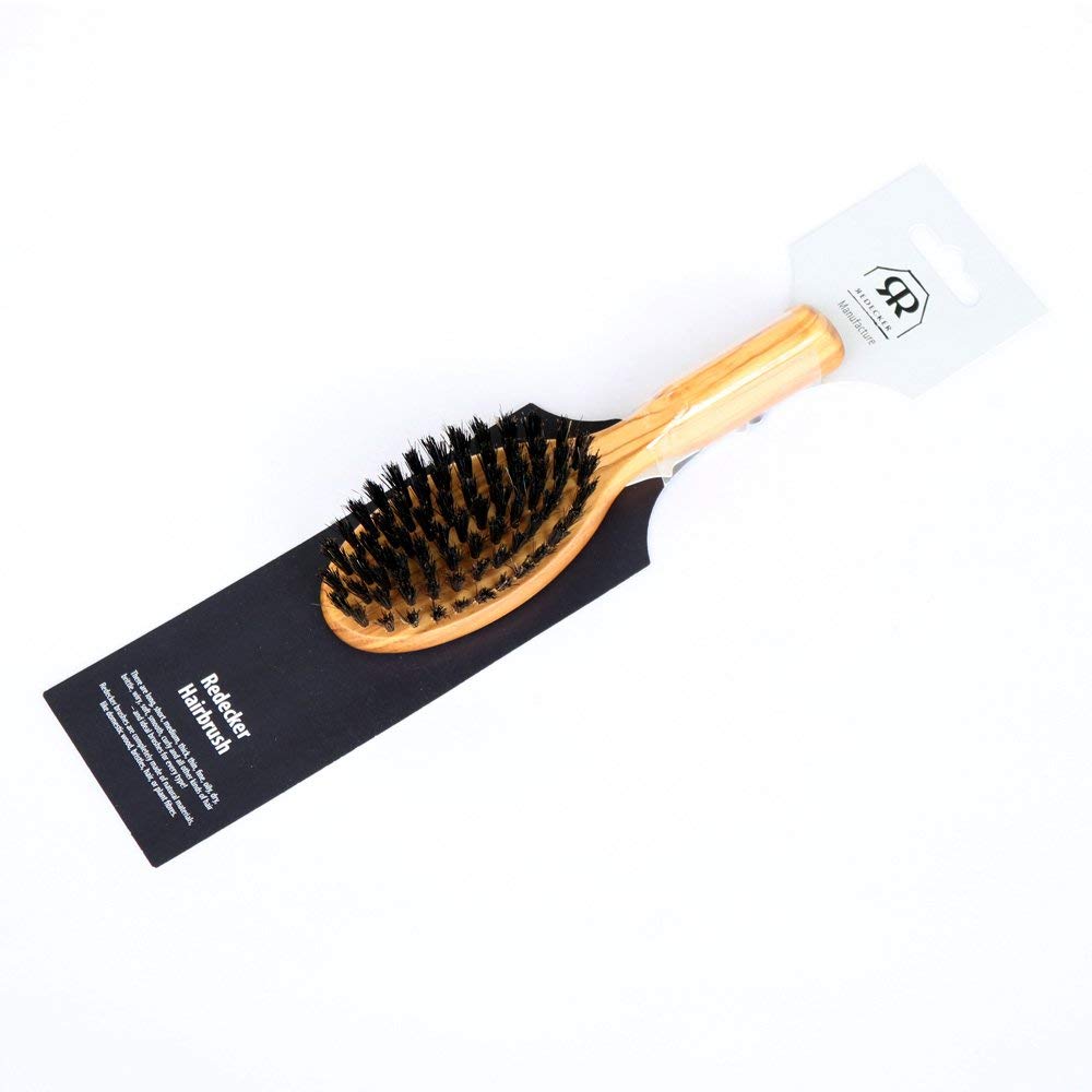 Redecker(レデッカー) オリーブウッドのヘアーブラシ (猪毛) オーバル レギュラーサイズ ブラシ単体
