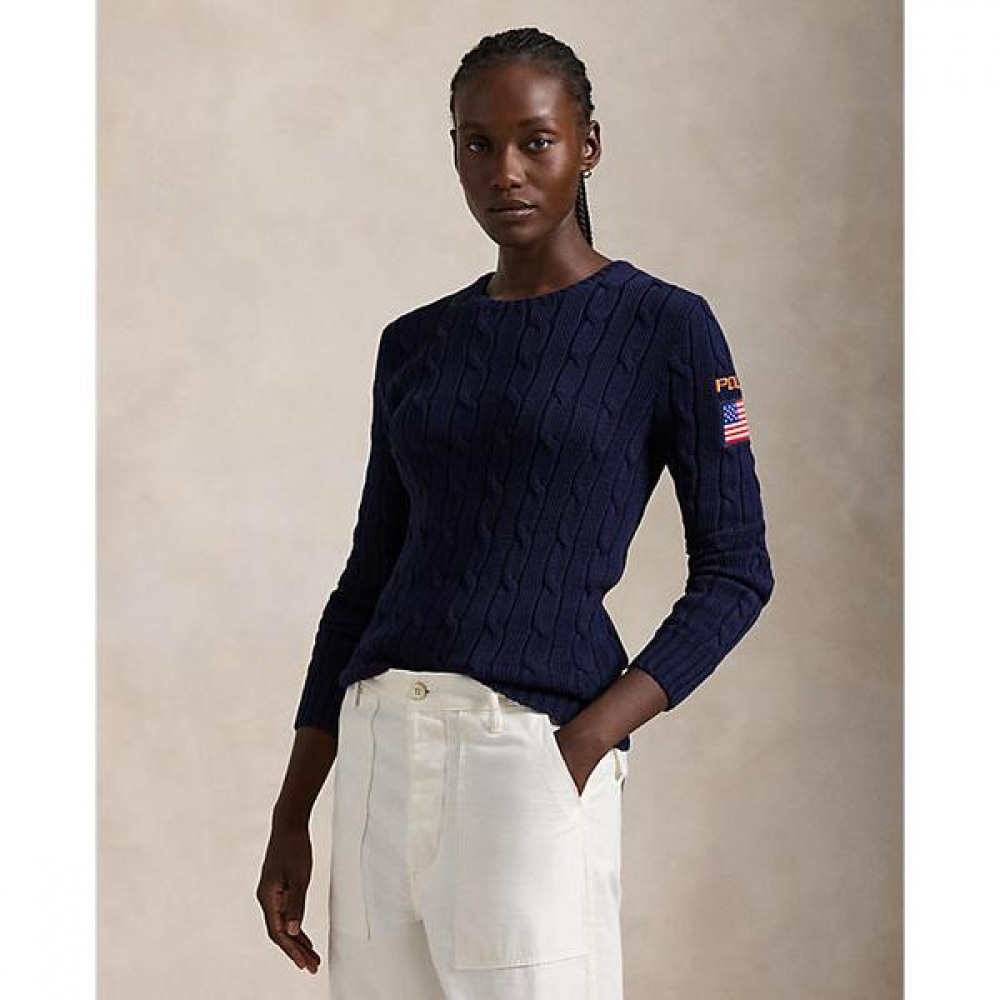 ポロ ラルフ ローレン レディース フラッグ パッチ ケーブル ニット セーター WMPOSWENC021173400