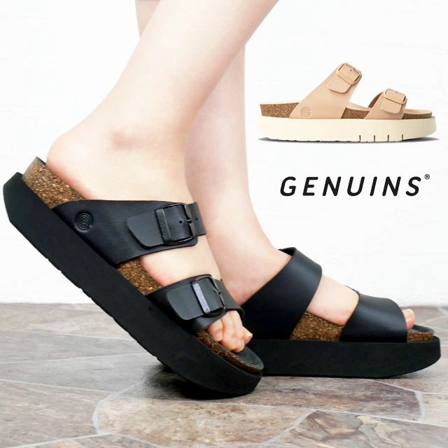 ジェニュインズ 厚底 サンダル レディース スペイン製 コンフォートサンダル ティカ ビーガン ブラック G105767JT サーモン G104211JT 3cm ボリュームソール