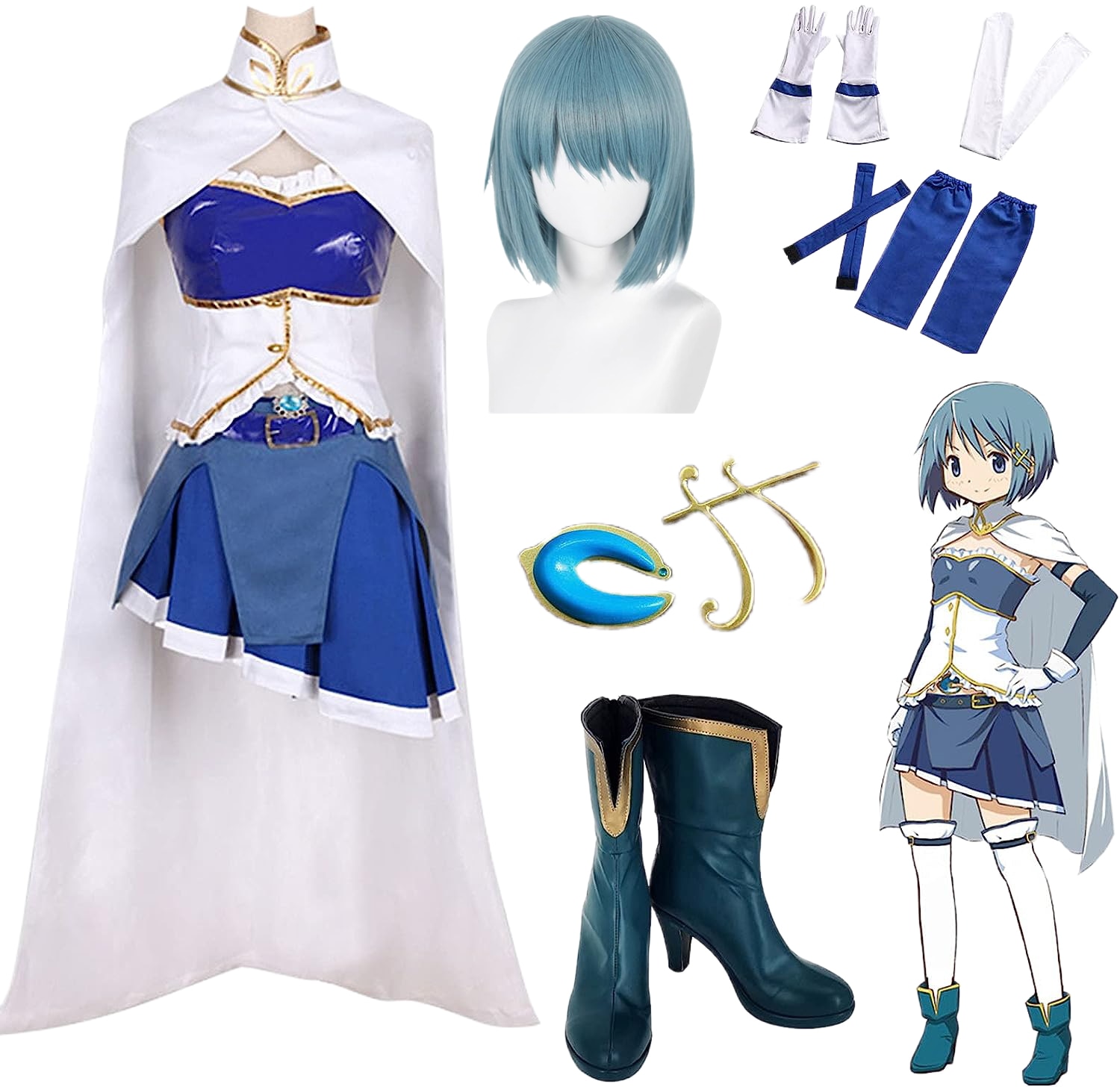 コスプレ衣装 魔法少女 まどかマギカ 美樹さやか 靴 髪飾り ウィッグ付き イベント パーティー 変装 演出服 クリスマス パーティー 10,132円