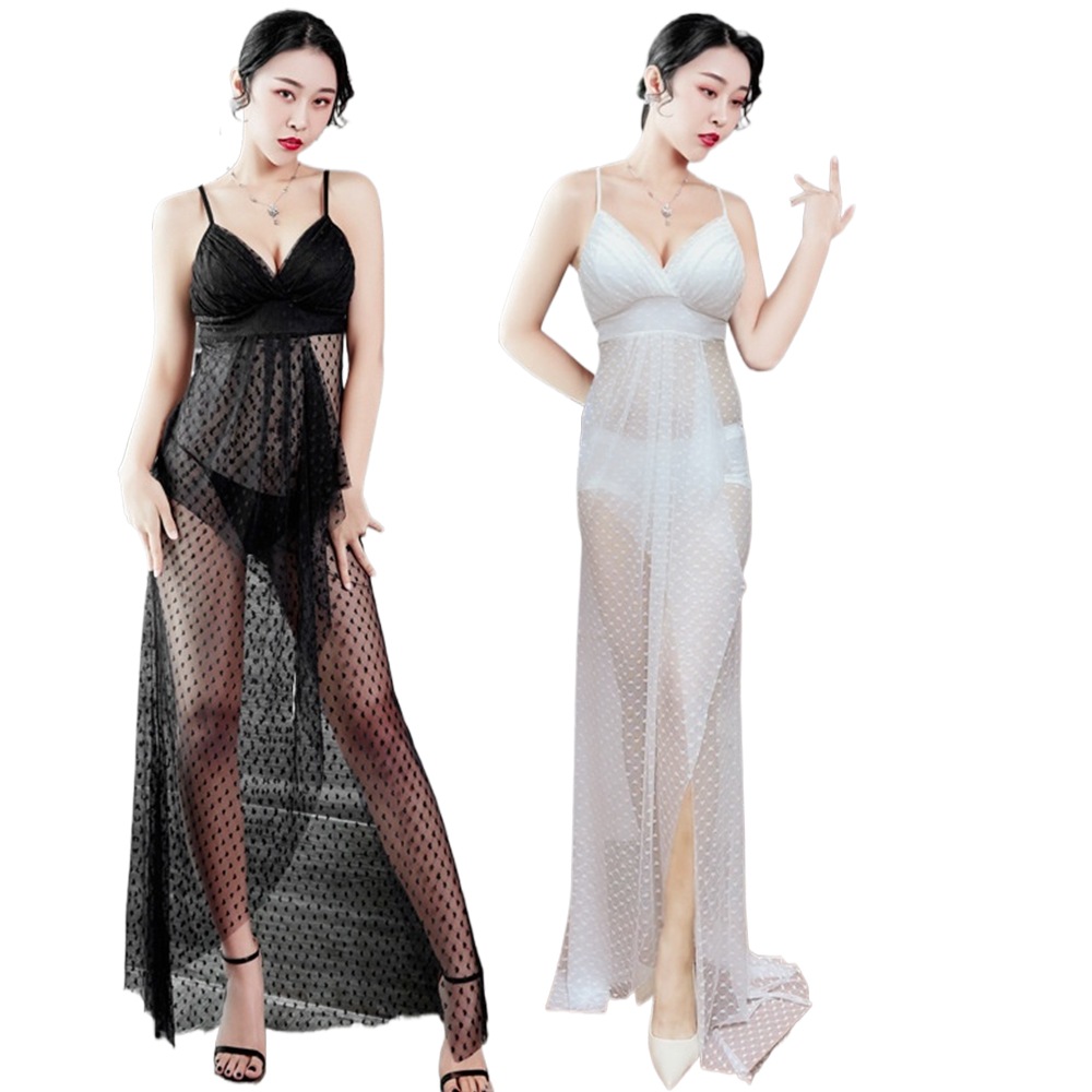 パーティードレスイブニングドレスサスペンダードレスシースルーメッシュロングドレス