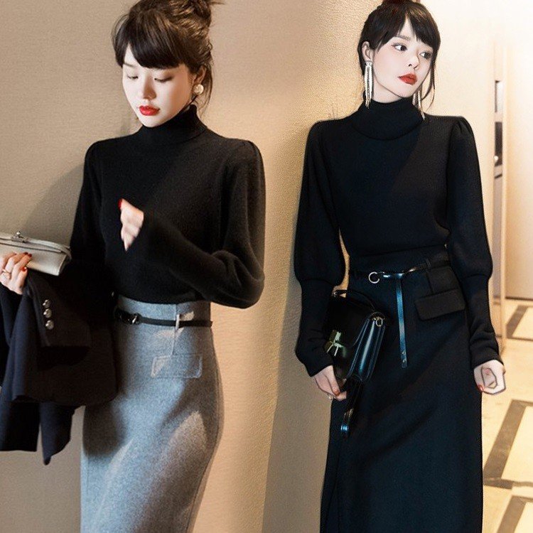 セットアップ レディース 着痩せ タートルニット トップス Aラインスカート 2点セット 上下セット 4,865円