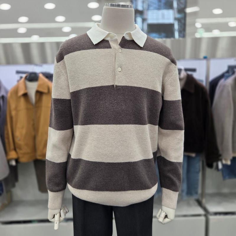 ウールコットン混紡ラグビーストライプニット JBSF4ET1108 BE