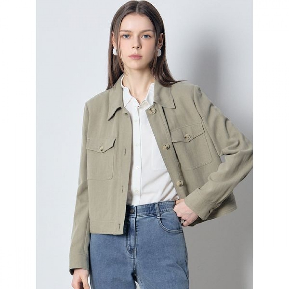 [Shes Miss] ミルキーコットンリネンポケットクロップジャケット (価格:278,000ウォン)