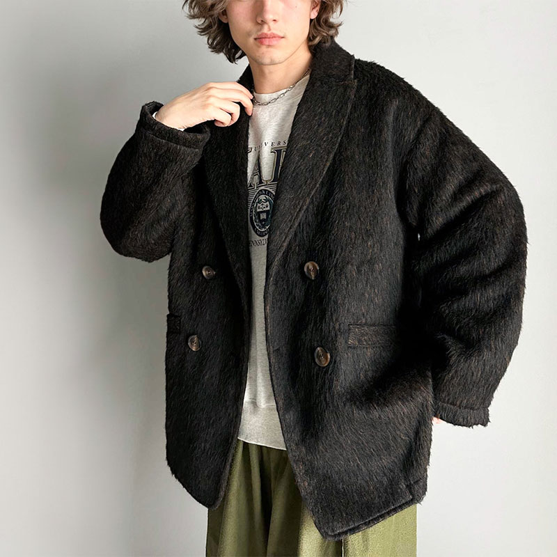 トップス ジャケット メンズ 男女兼用 ユニセックス レディース ダブル コート スタイリッシュ シャギー素材 ジャケットコート アウター ゆったり すっきり ３シーズン 春 厚手 高級感 羽織り 大