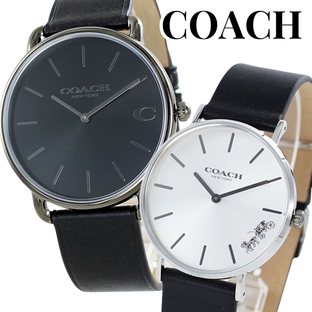 コーチ ペアウォッチ COACH 腕時計 メンズ レディース ペアセット 革ベルト スリム 軽量 ブラック レザー シンプル 上品 カップル 夫婦 両親 ペアギフト プレゼント 誕生日 記念日 ランキ
