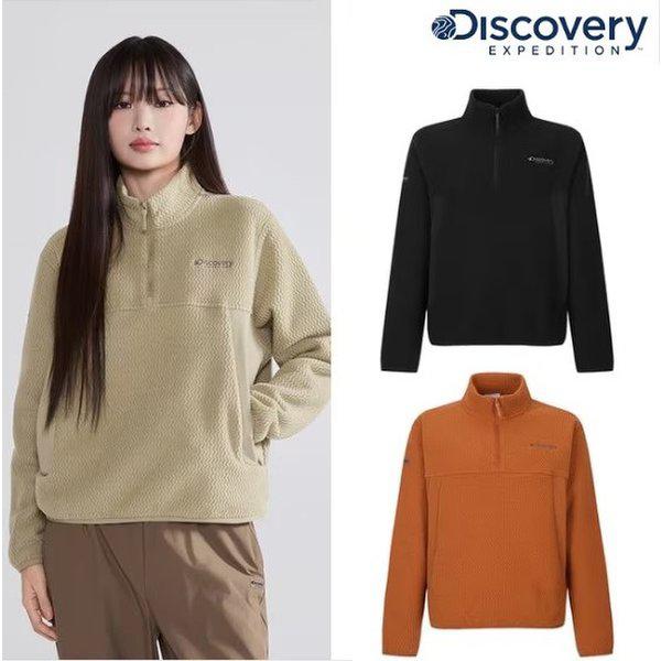 [] 女性ジャカードフリースハーフジップTシャツ DWZT74056