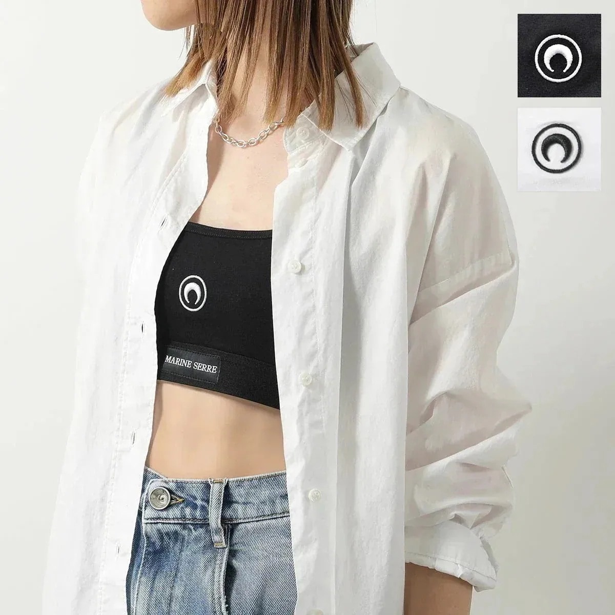 Marine Serre マリーン セル スポーツブラ Organic Cotton Jersey Plain Bra WUW002 CJER0012 レディー】 【ts】