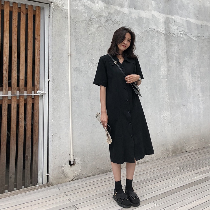 ワンピース シャツワンピース 膝丈 ひざ丈 膝下 ミモレ 袖あり 半袖 Vネック 襟付き ストレート ワイド シンプル カジュアル 大人 上品 おしゃれ お洒落 かっこいい 大人女子 こなれ感