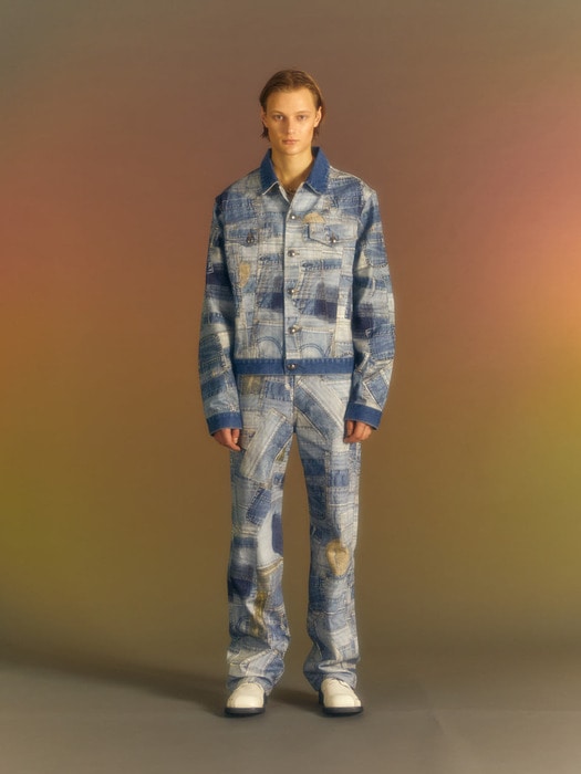 ADSB ANDERSSON BELL for MEN BRNO PATCHWORK PRINTED WIDE JEANS apa683m(BLUE) 韓国の人気ブランド