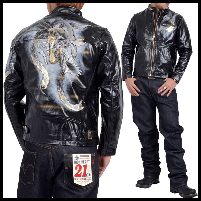 禅ロデオブロス ZENRODEO BROS 京でん 和柄 限定 レザー ライダース ジャケット 鳳凰 手描き 牛革 ブラック 黒 R-KL015smtb-m 10P02Mar14楽ギフ_包装 55,080円