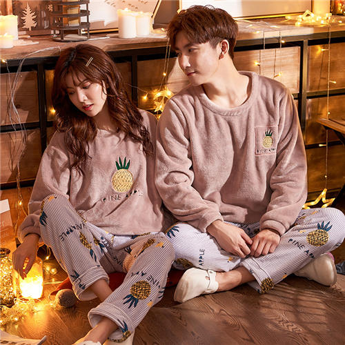 パジャマ 記念日 ペアパジャマ 冬 結婚祝い 部屋着 もこもこ プレゼント 長袖 お揃い Rsa11177168 カップル 上下セット ルームウェア 秋 ペア 厚手