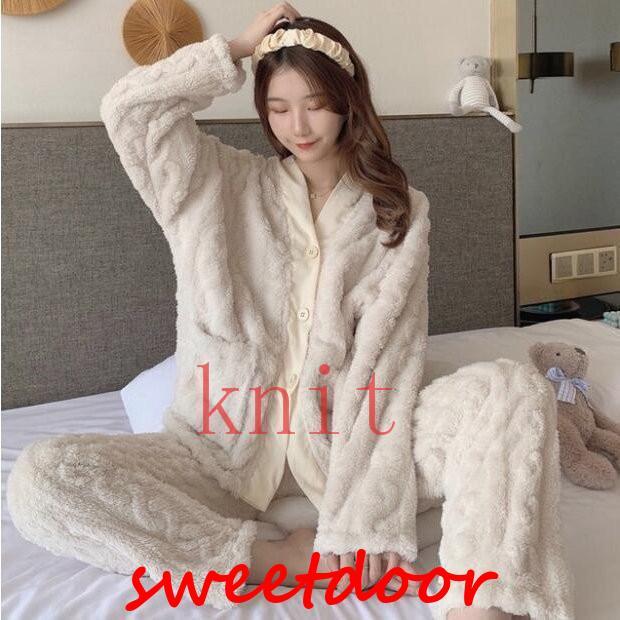 パジャマ レディース 冬 裏起毛 ルームウェア 上下セット モコモコ 部屋着 ふわふわ 長袖 長ズボン ふわもこパジャマ あったか