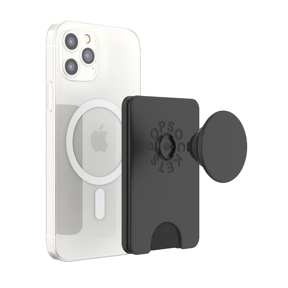PopSockets 806922 スマホグリップ ポップウォレット+ MagSafe対応 アダプターリング付属（ブラック） 806922