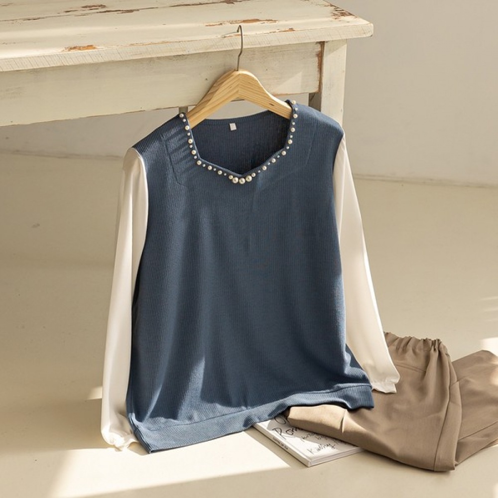 [Elysia] ジョーテンスクエアパールレイヤードブラウス