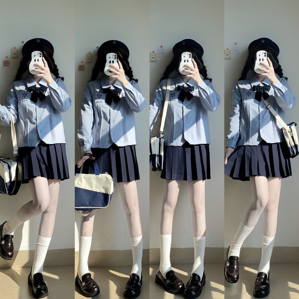 【1つ買うと10つ無料】Jkユニフォームシャツプリーツスカートカレッジスタイルクラススーツ