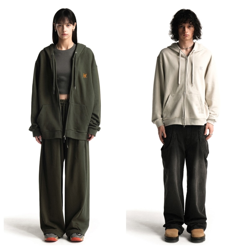 【WOOALONG】 WAL SIGNATURE HOOD ZIP-UP : 2COLORS