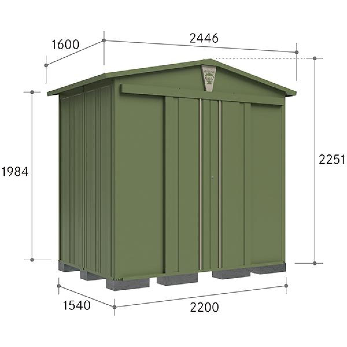 【I】【代引不可】タクボ 三角屋根仕様ガーデニング物置 幅244.6×奥行き160×高さ225.1cm LS-2215GN【北海道・沖縄・離島不可】【代引不可/沖縄・離島不