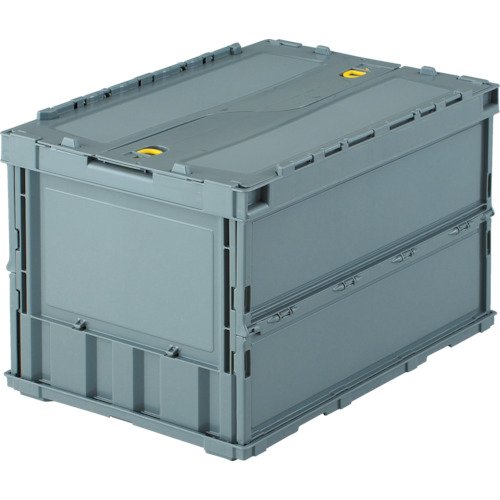 トラスコ中山(TRUSCO) 薄型折りたたみコンテナ 収納ケース 収納ボックス 5個【ケース販売】 526X365X62mm ロックフタ付 50L グレー TR-C50B-GY