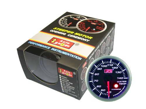 オートゲージ(AUTOGAUGE) SM52水温計 ブラックフェイスホワイトLED ワーニング機能付