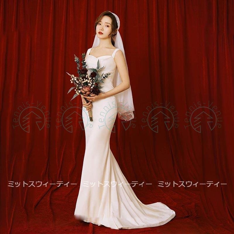 ウエディングドレス マーメイドラインドレス 二次会 ロングドレス 花嫁 白 結婚式 ブライダル 大き