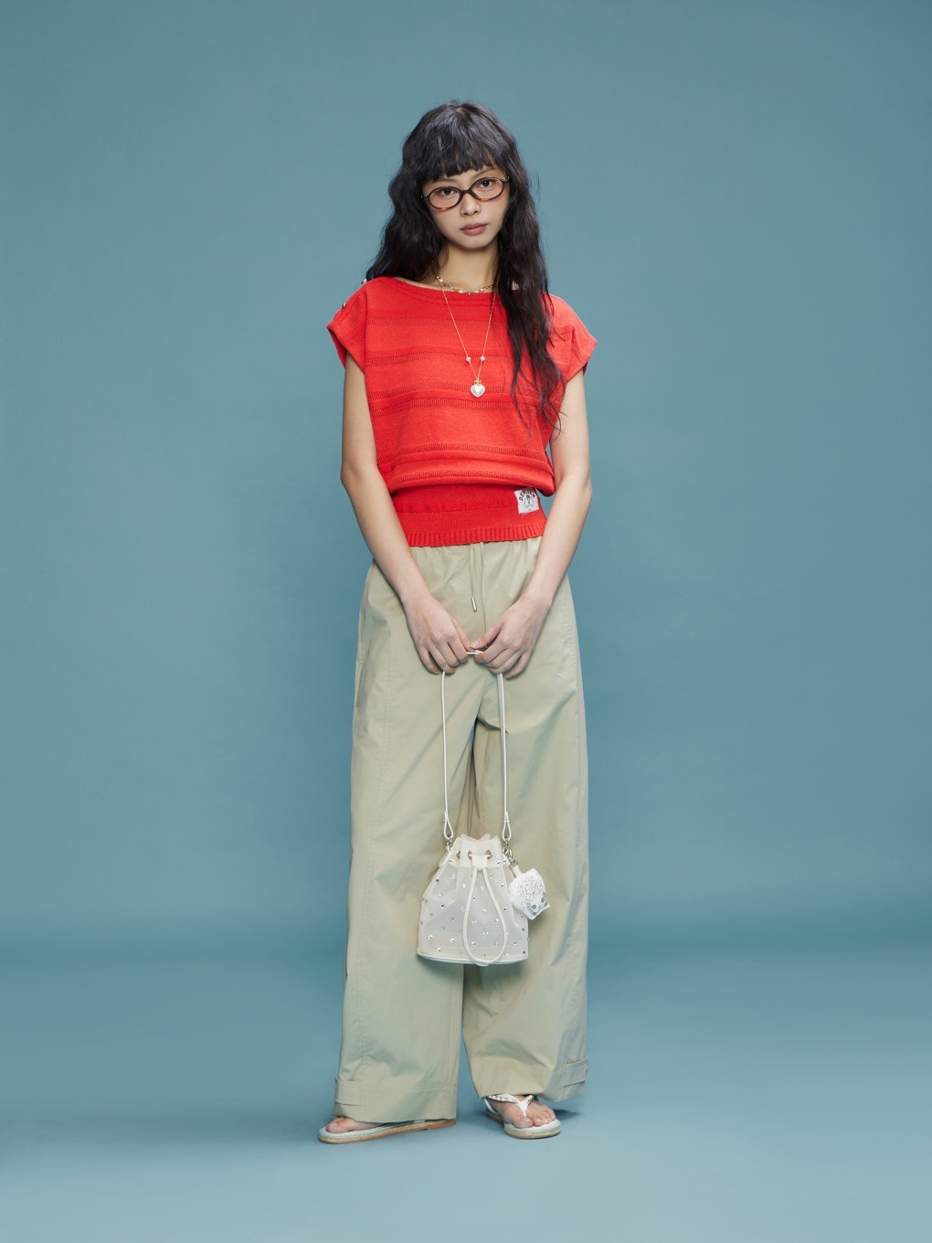 DEWL ストラップ ヘム バンディング パンツ