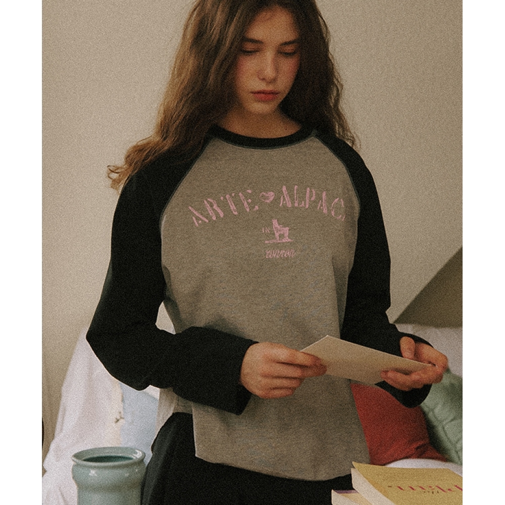 RONRON LOVE アルパカ ラグラン 長袖 グレー ブラック