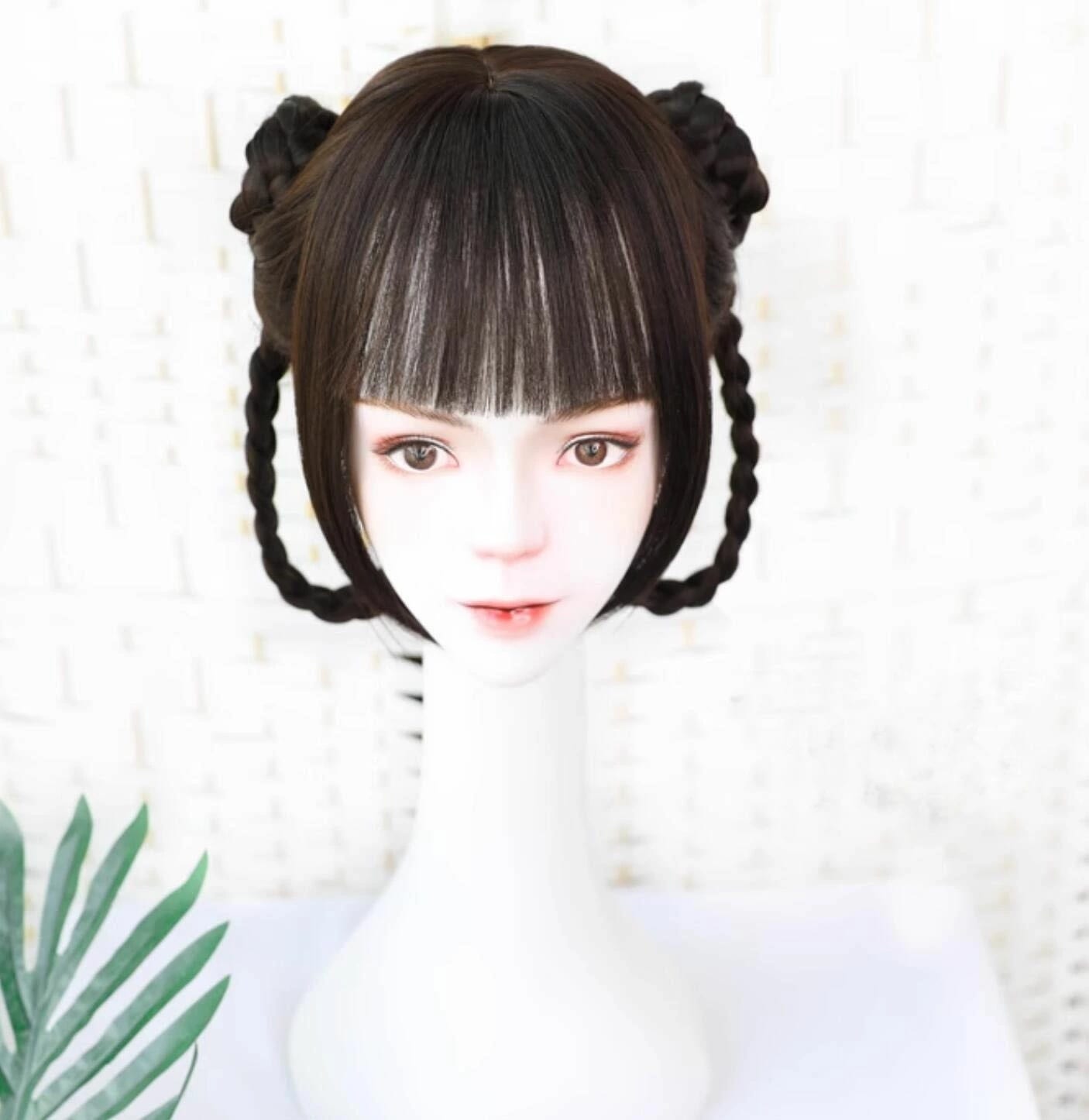 迅速な出荷 可愛い 中華 コスプレ ウイッグ フルウイッグ かつら Lolita ロリータ ウイッグ 中国古代 時代劇 ウイッグ 漢服唐装チャイナドレス用 二次元 中華服 髷まげ 可愛いお団子辮髪 華