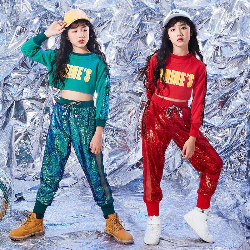 ダンス 衣装 社交ダンス スパンコール セットアップ ガールズ キラキラ へそ出し 派手 おしゃれ キッズダンス衣装 ヒップホップ ジャッズダンス キッズ 5,262円