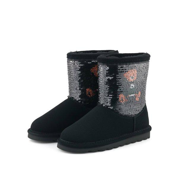 ELLE SPANGLE キッズ/ジュニア スパンコールポイントシープスキンブーツ K1987001ND-K