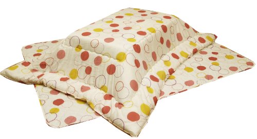 カジュアル ドット柄 こたつ厚掛敷布団セット 『リング』 ローズ 185×235cm