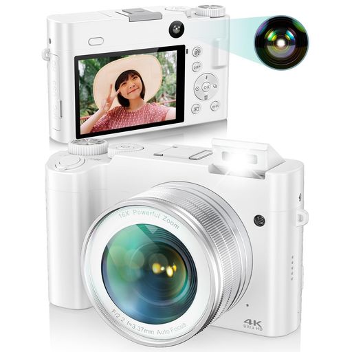 4K デジカメ デジタルカメラ 6400万画素 4K解像度 オートフォーカス マクロ撮影 16倍デジタルズーム 3インチ大画面 予備電池 HDMI出力 軽量 修学旅行 学生 初心者 32gメモリーカー